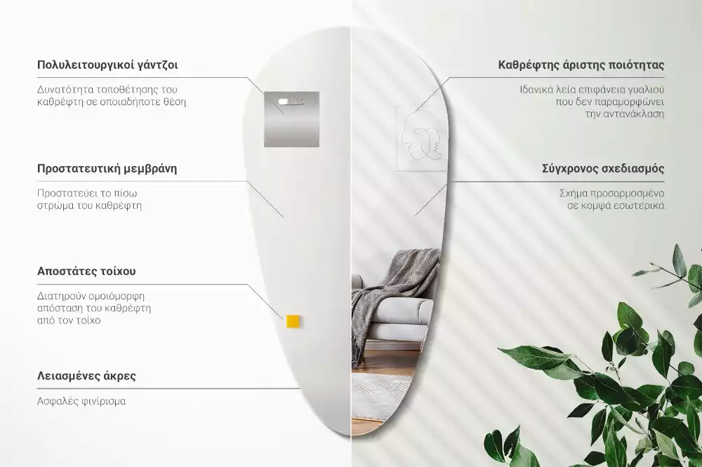 Nepravidelné zrcadlo ve tvaru kapky