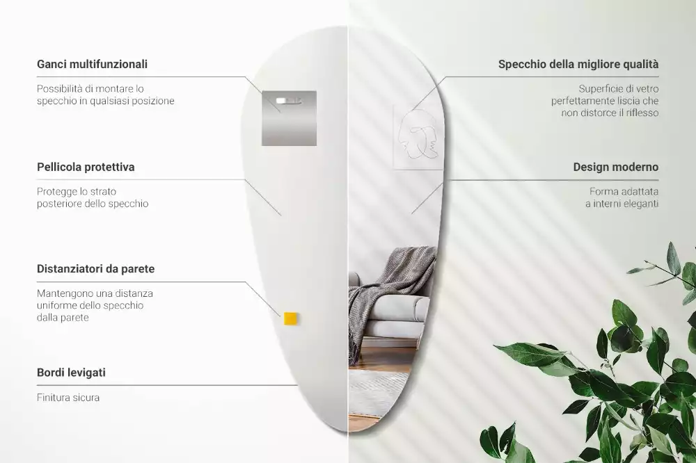 Nepravidelné zrcadlo ve tvaru kapky