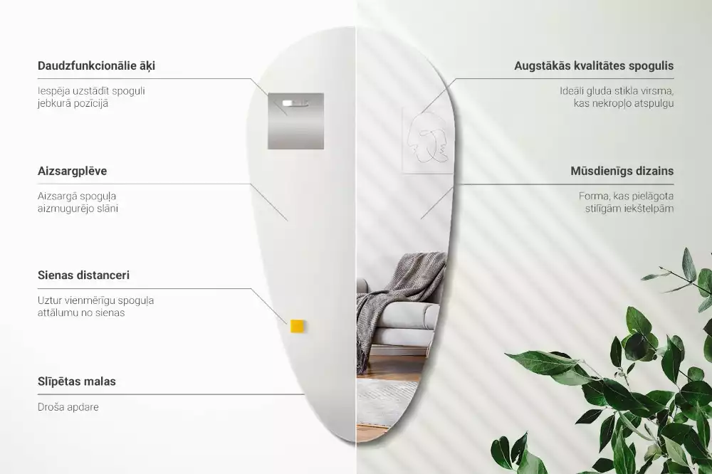 Nepravidelné zrcadlo ve tvaru kapky