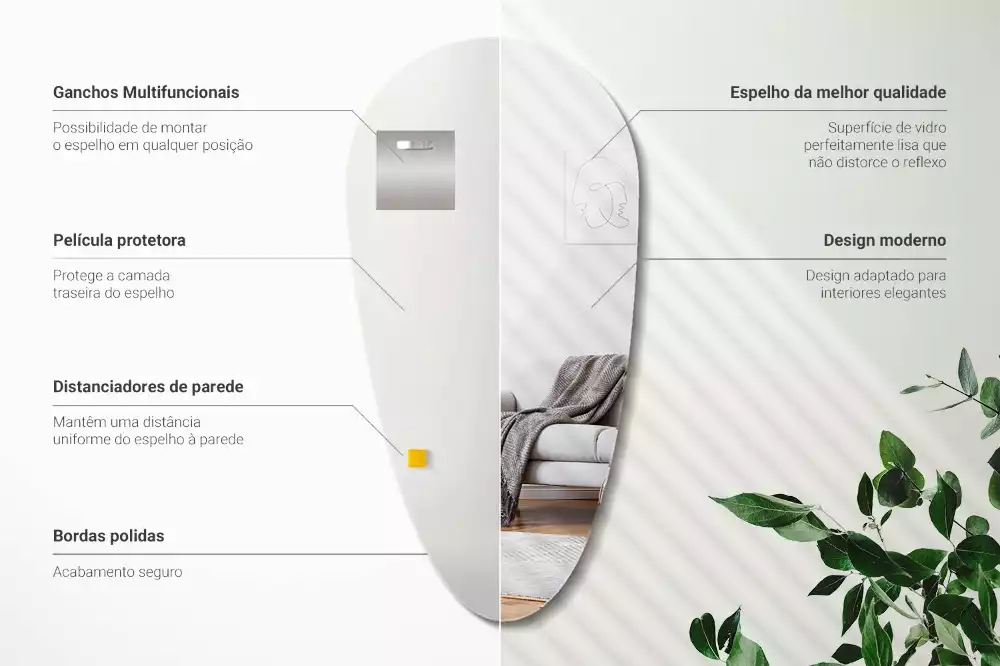 Nepravidelné zrcadlo ve tvaru kapky