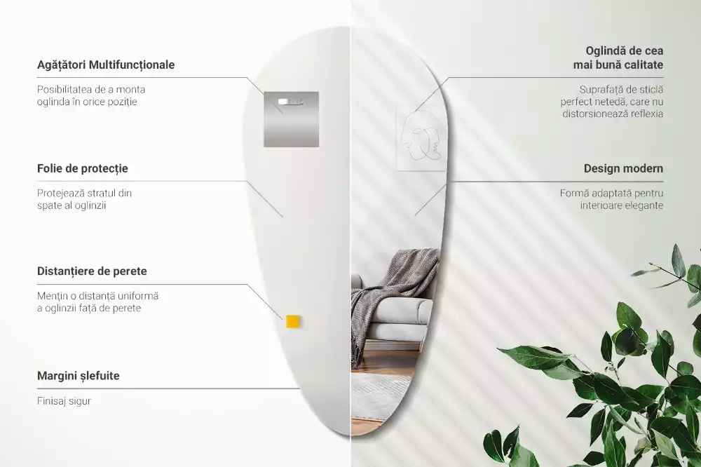 Nepravidelné zrcadlo ve tvaru kapky