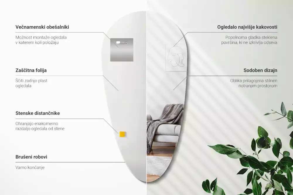 Nepravidelné zrcadlo ve tvaru kapky