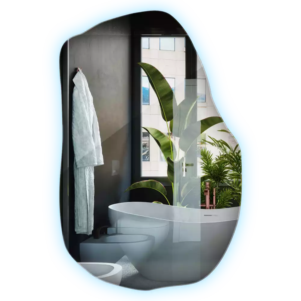 Atypické zrcadlo s osvětlením unikátní