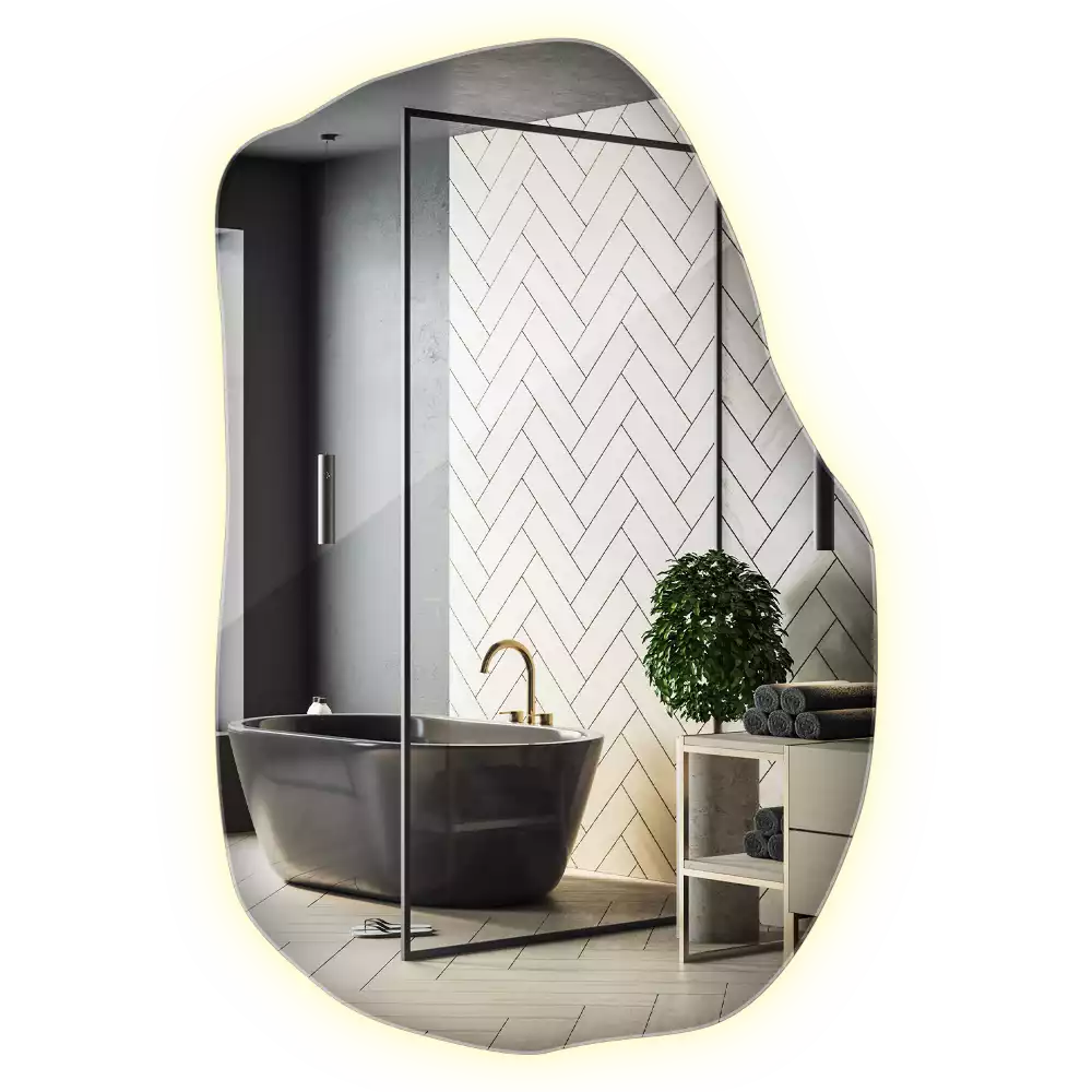 Atypické zrcadlo s osvětlením unikátní