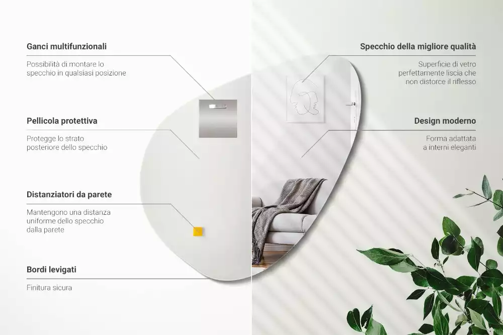 Organické zrcadlo dekorativní závěsné