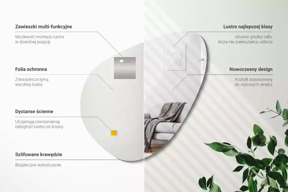 Organické zrcadlo dekorativní závěsné