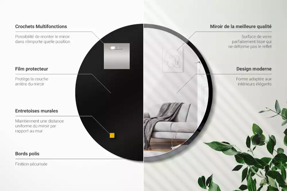 Kulaté zrcadlo závěsné v černém rámu