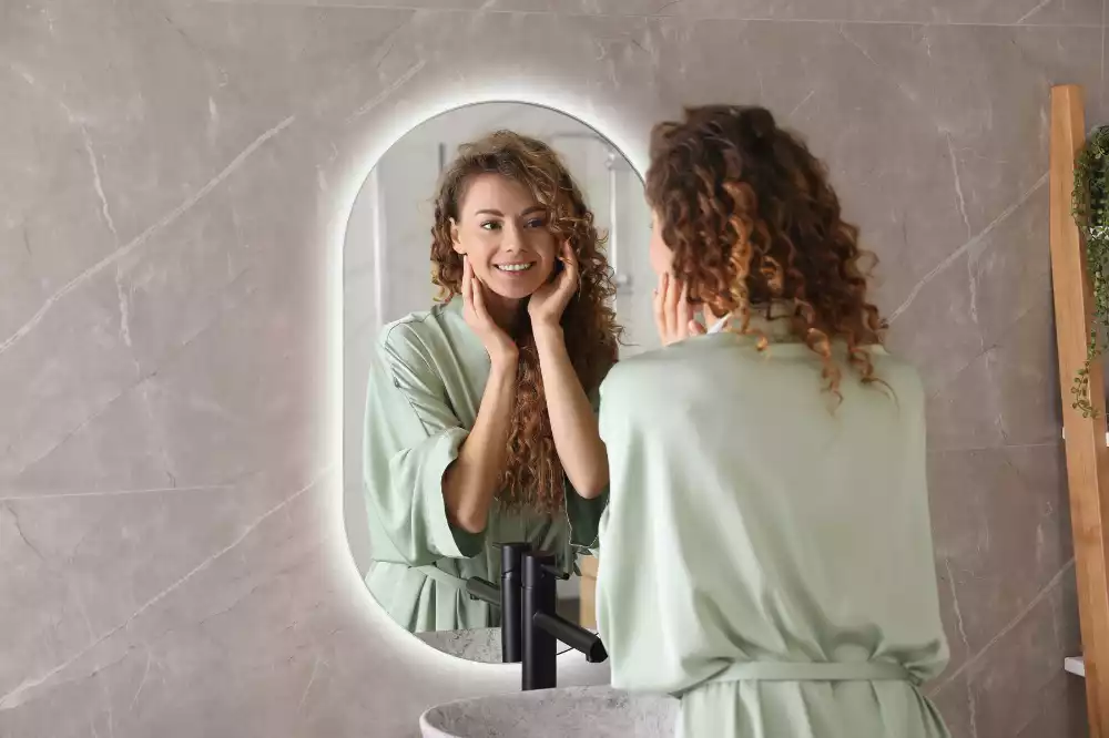 Zrcadlo oválné s led podsvícením dekorativní závěsné