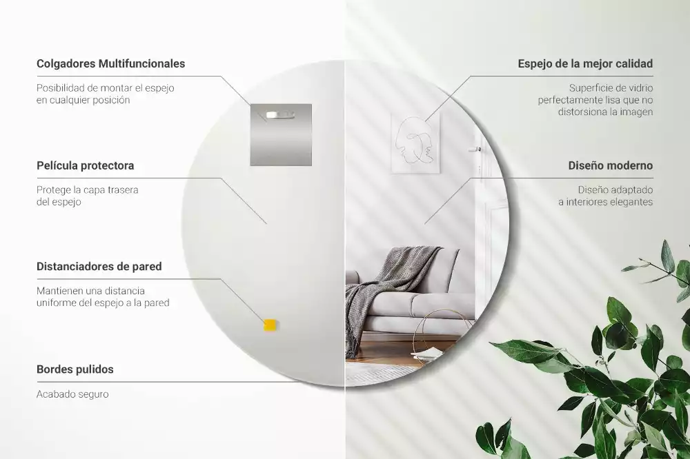 Kulaté zrcadlo nástěnné bez rámu