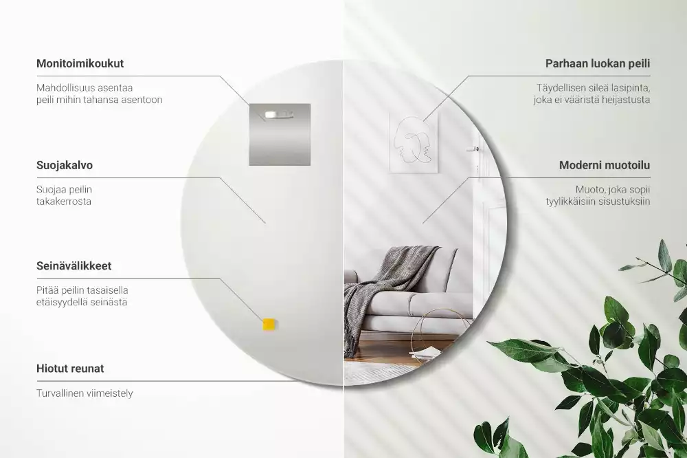 Kulaté zrcadlo nástěnné bez rámu