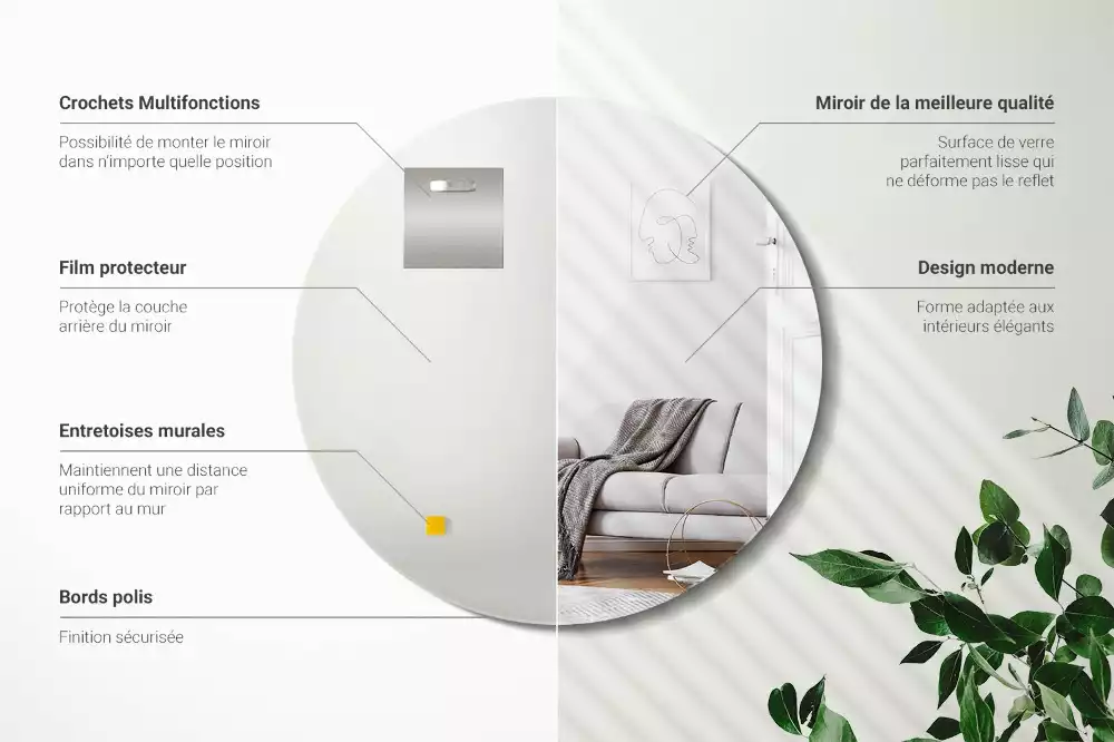 Kulaté zrcadlo nástěnné bez rámu