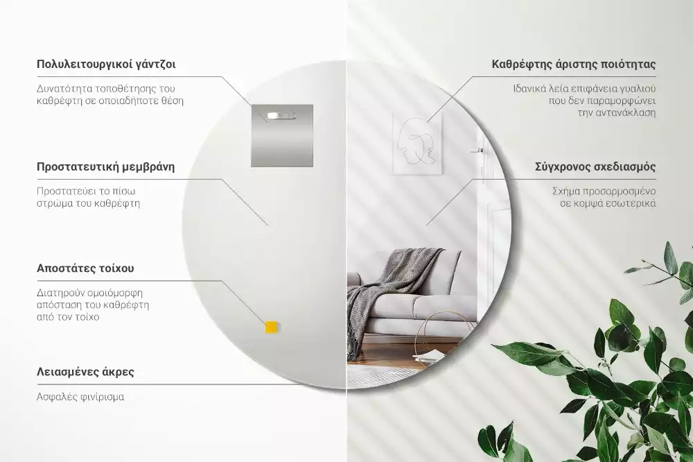 Kulaté zrcadlo nástěnné bez rámu