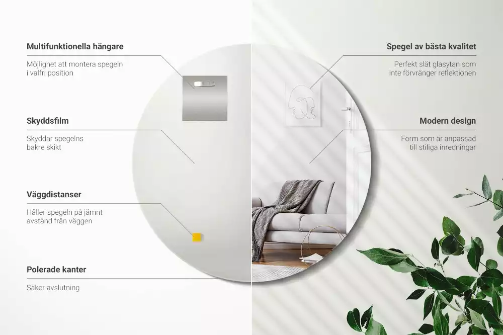 Kulaté zrcadlo nástěnné bez rámu