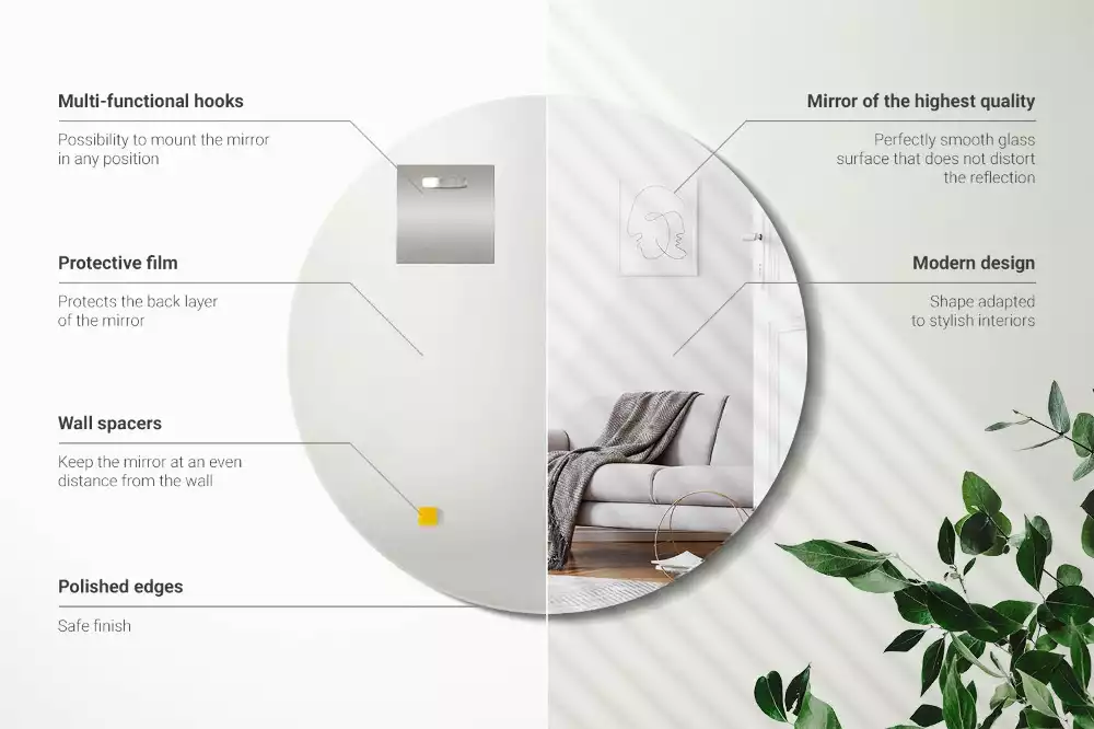 Kulaté zrcadlo nástěnné bez rámu