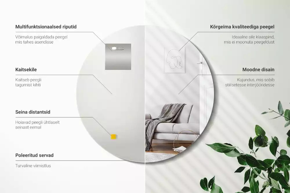 Kulaté zrcadlo nástěnné bez rámu