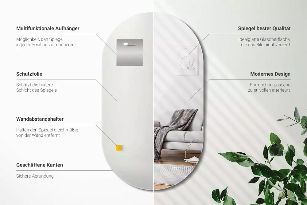 Oválné zrcadlo klasické zavěšení