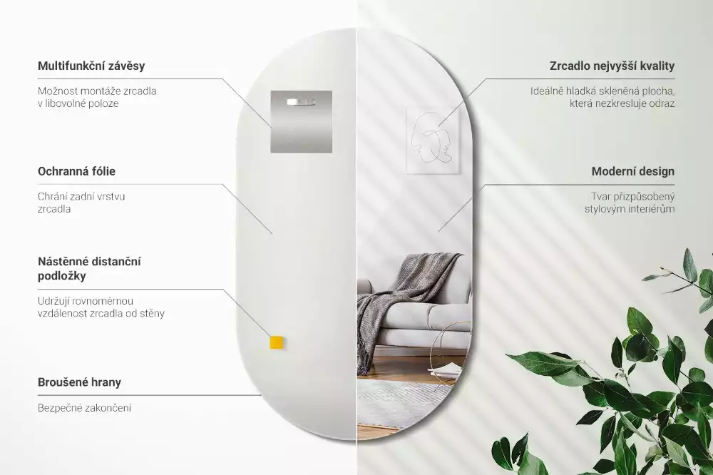 Oválné zrcadlo klasické zavěšení