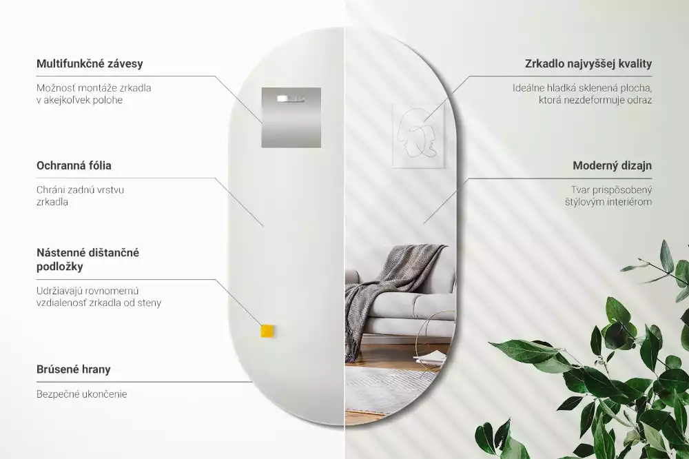 Oválné zrcadlo klasické zavěšení