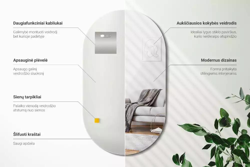 Oválné zrcadlo klasické zavěšení