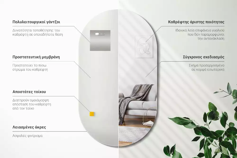 Oválné zrcadlo klasické zavěšení