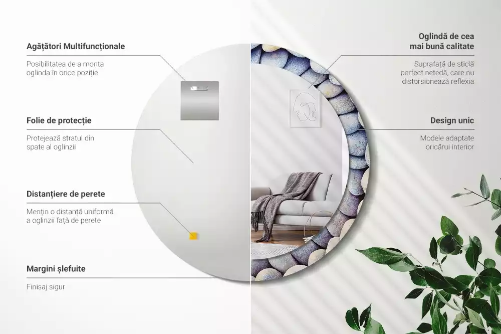 Kulaté dekorativní zrcadlo Kruh mořských kamenů