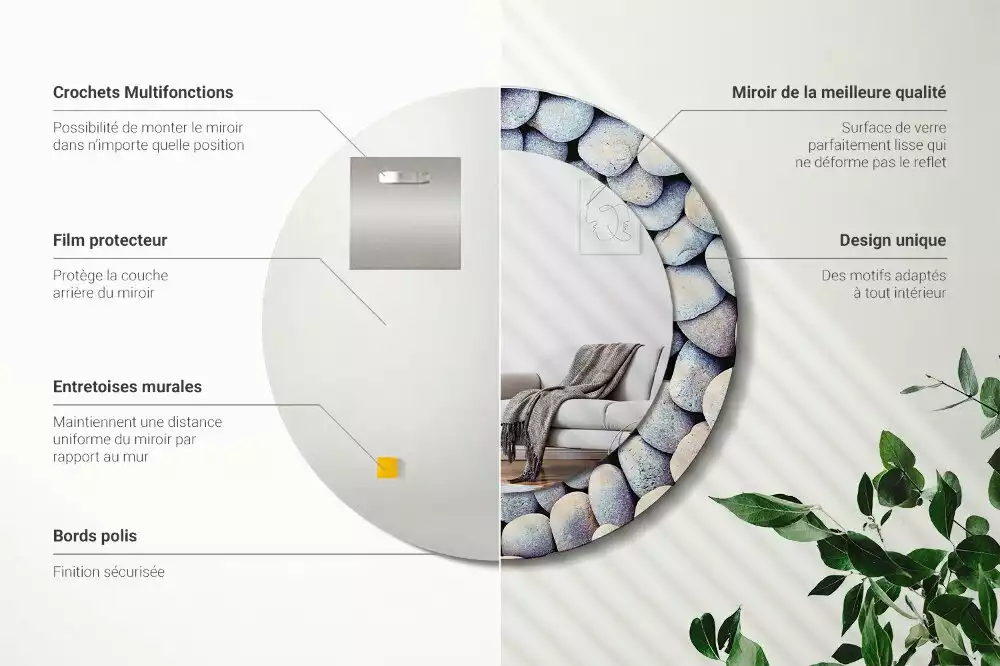 Kulaté dekorativní zrcadlo Kruh mořských kamenů