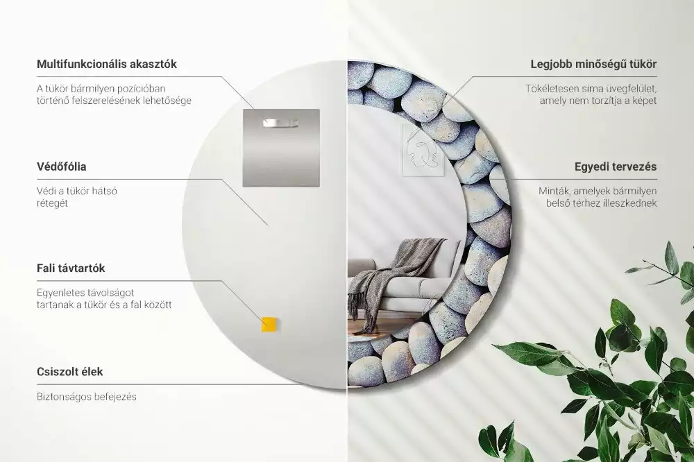 Kulaté dekorativní zrcadlo Kruh mořských kamenů