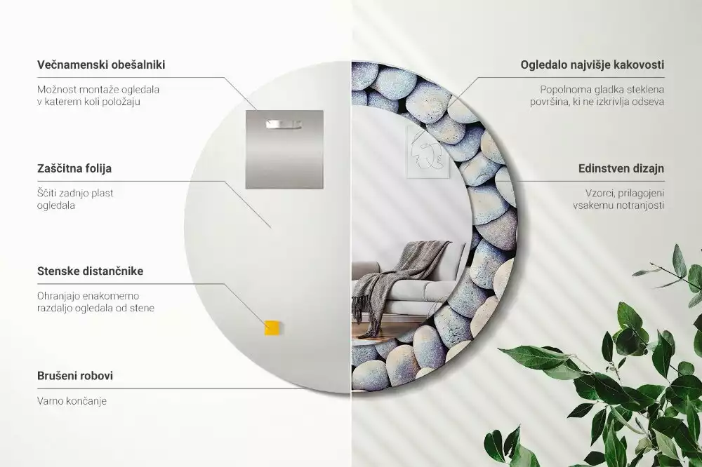 Kulaté dekorativní zrcadlo Kruh mořských kamenů