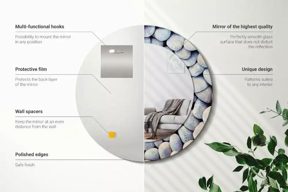 Kulaté dekorativní zrcadlo Kruh mořských kamenů