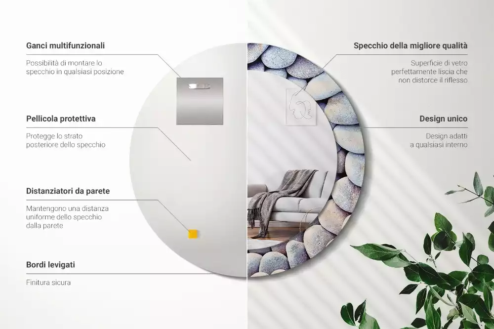 Kulaté dekorativní zrcadlo Kruh mořských kamenů