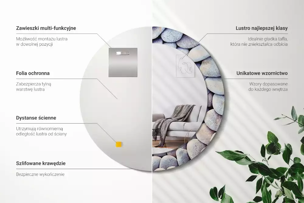 Kulaté dekorativní zrcadlo Kruh mořských kamenů