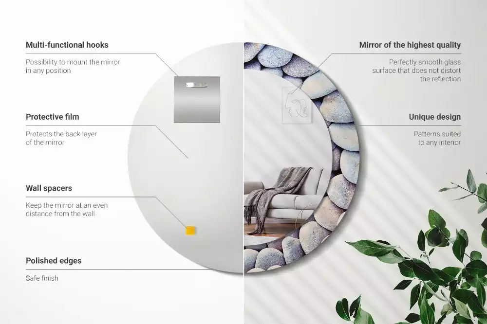 Kulaté dekorativní zrcadlo Kruh mořských kamenů