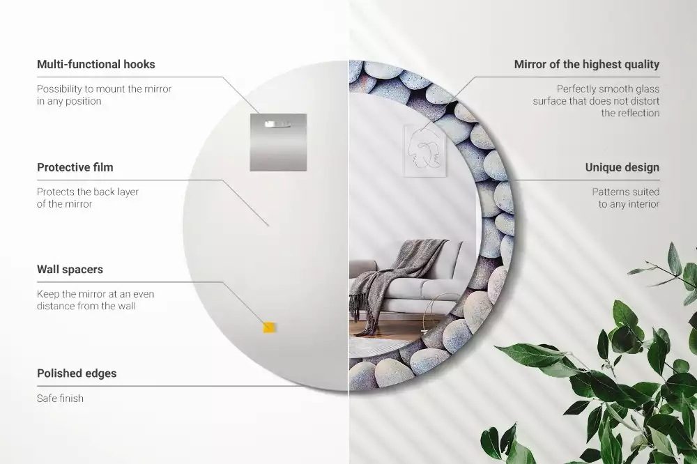 Kulaté dekorativní zrcadlo Kruh mořských kamenů