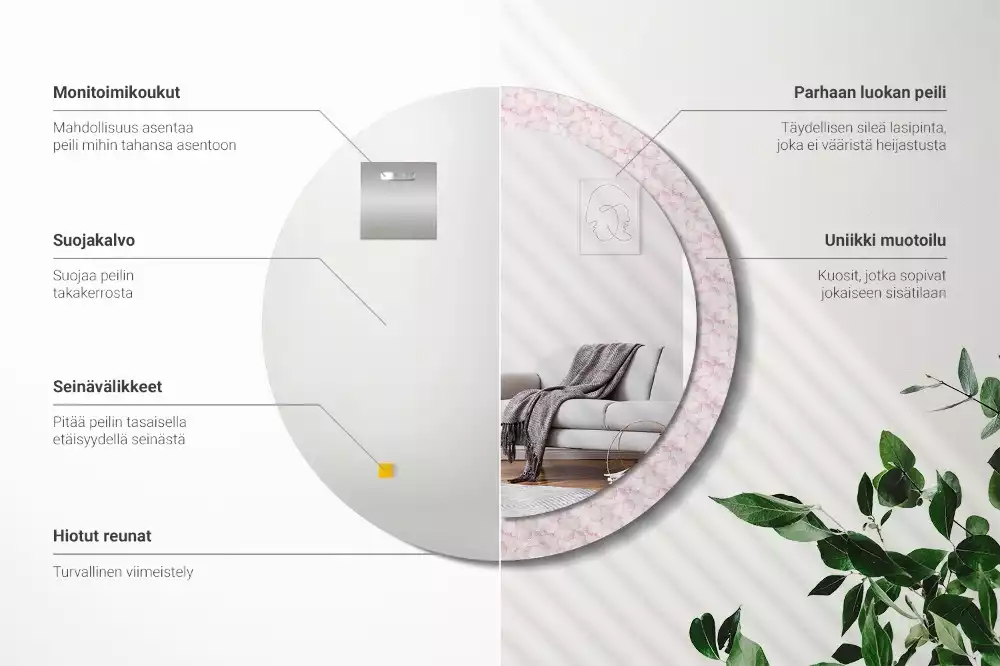 Kulaté dekorační zrcadlo Okvětní lístky