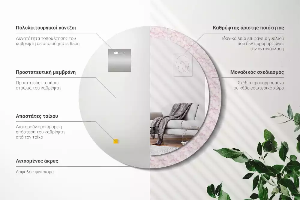 Kulaté dekorační zrcadlo Okvětní lístky