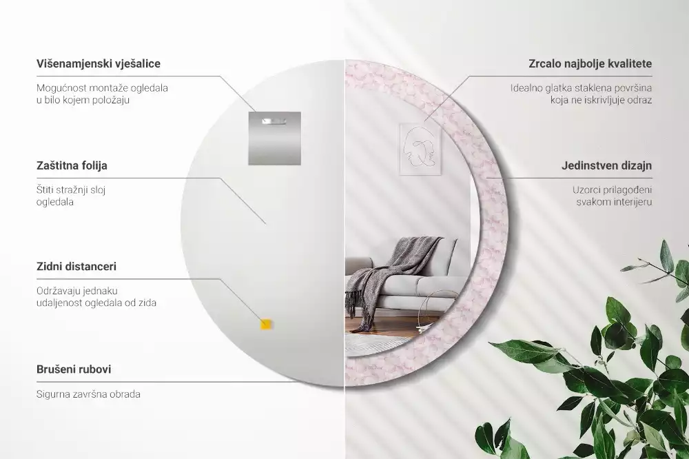 Kulaté dekorační zrcadlo Okvětní lístky