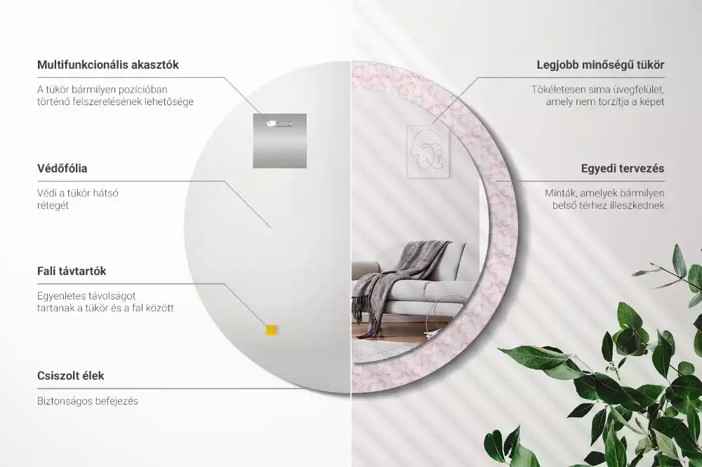 Kulaté dekorační zrcadlo Okvětní lístky