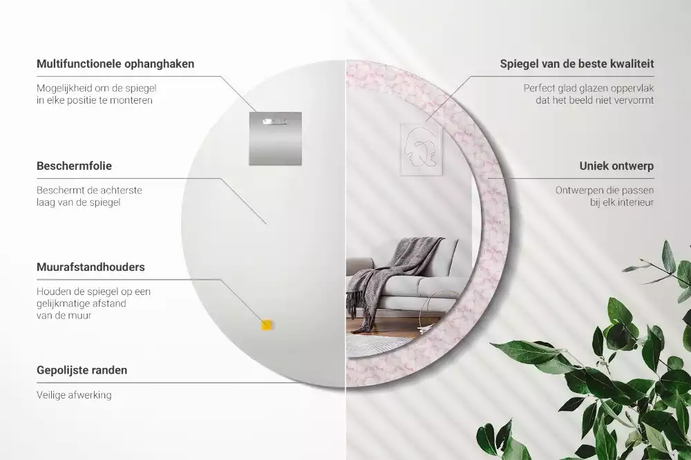 Kulaté dekorační zrcadlo Okvětní lístky