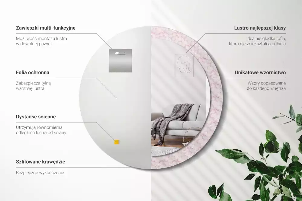 Kulaté dekorační zrcadlo Okvětní lístky