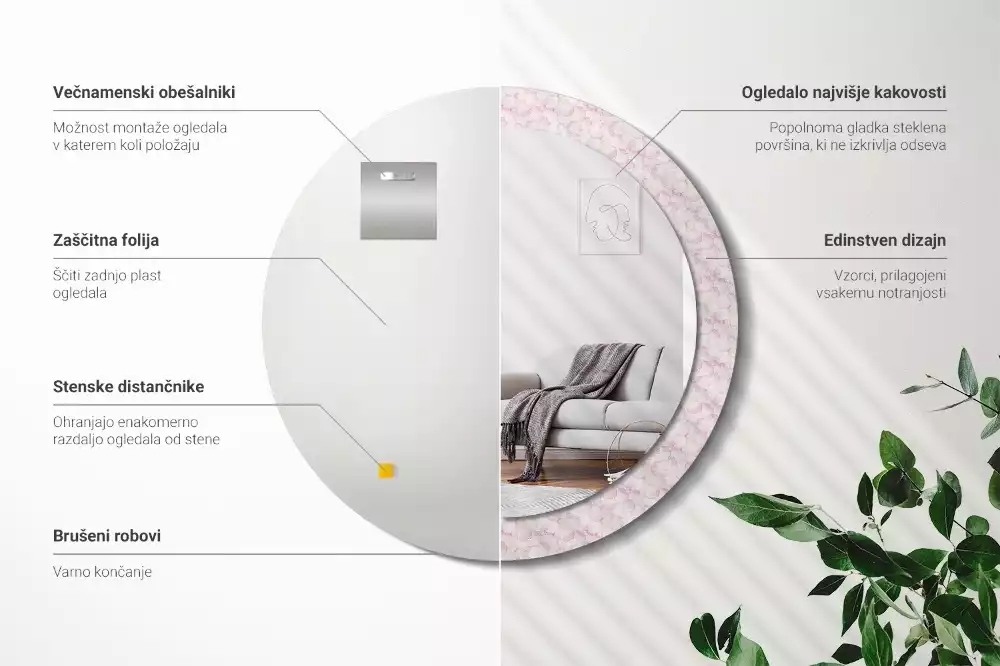 Kulaté dekorační zrcadlo Okvětní lístky