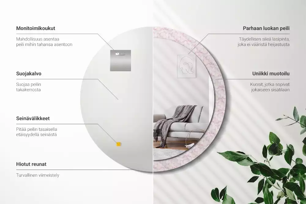 Kulaté dekorační zrcadlo Okvětní lístky