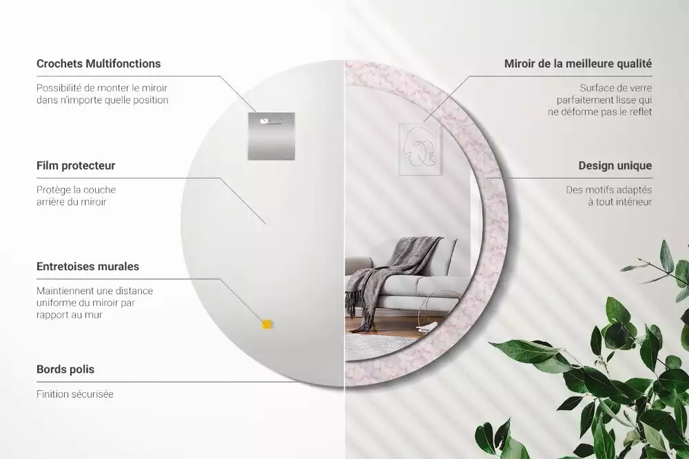 Kulaté dekorační zrcadlo Okvětní lístky