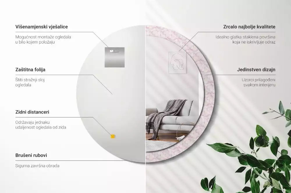 Kulaté dekorační zrcadlo Okvětní lístky