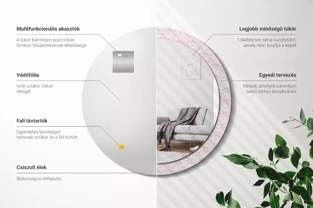 Kulaté dekorační zrcadlo Okvětní lístky