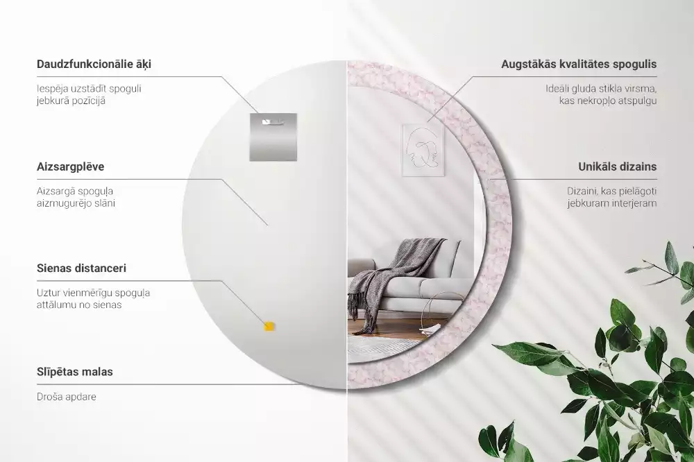 Kulaté dekorační zrcadlo Okvětní lístky