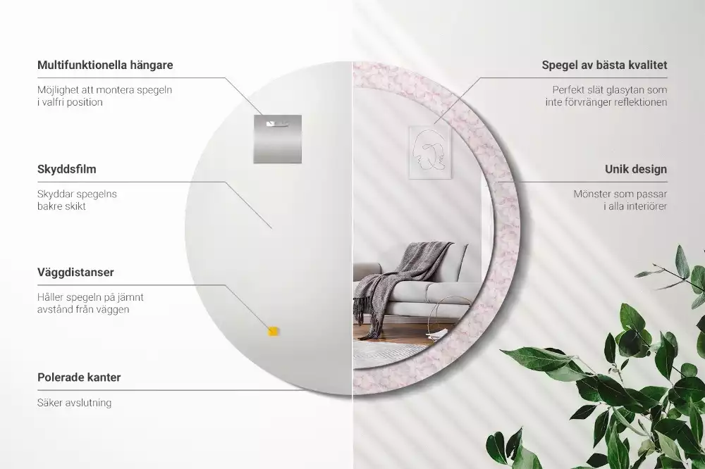 Kulaté dekorační zrcadlo Okvětní lístky