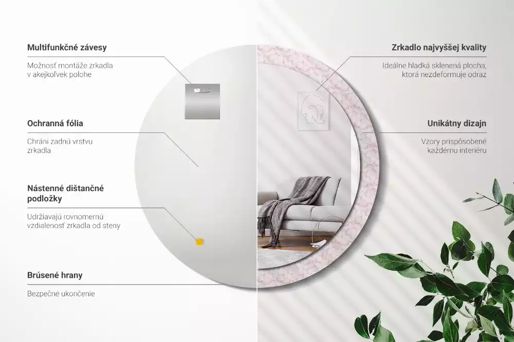 Kulaté dekorační zrcadlo Okvětní lístky