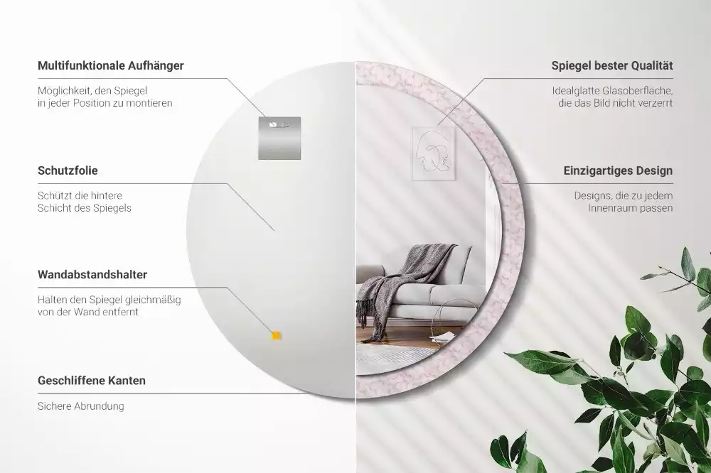 Kulaté dekorační zrcadlo Okvětní lístky