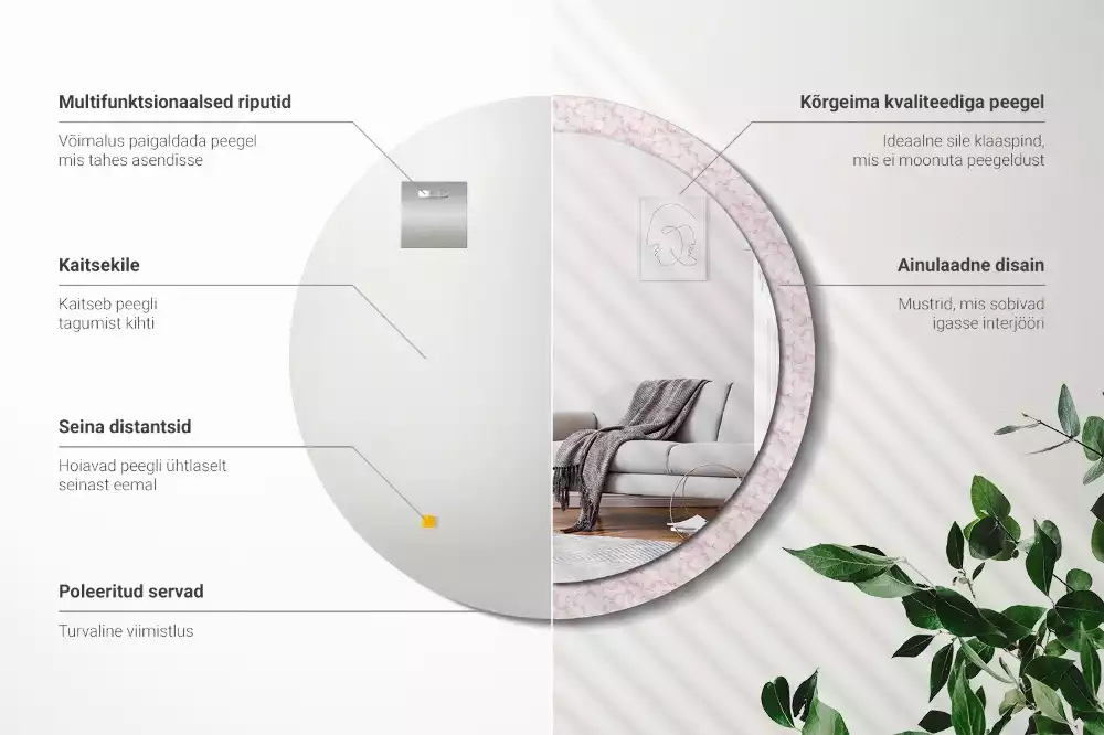 Kulaté dekorační zrcadlo Okvětní lístky