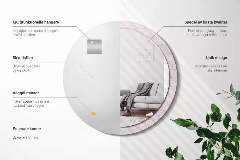 Kulaté dekorační zrcadlo Okvětní lístky